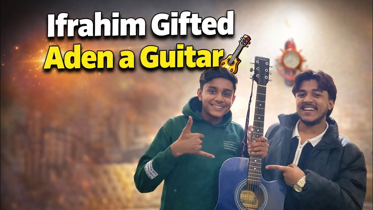 This guitar made Aden so happy 🎸pure happiness ❤️