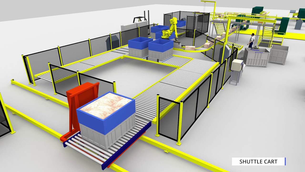 Rubber Bale Palletizing System - Showcasing Fanuc Robots and other equipment