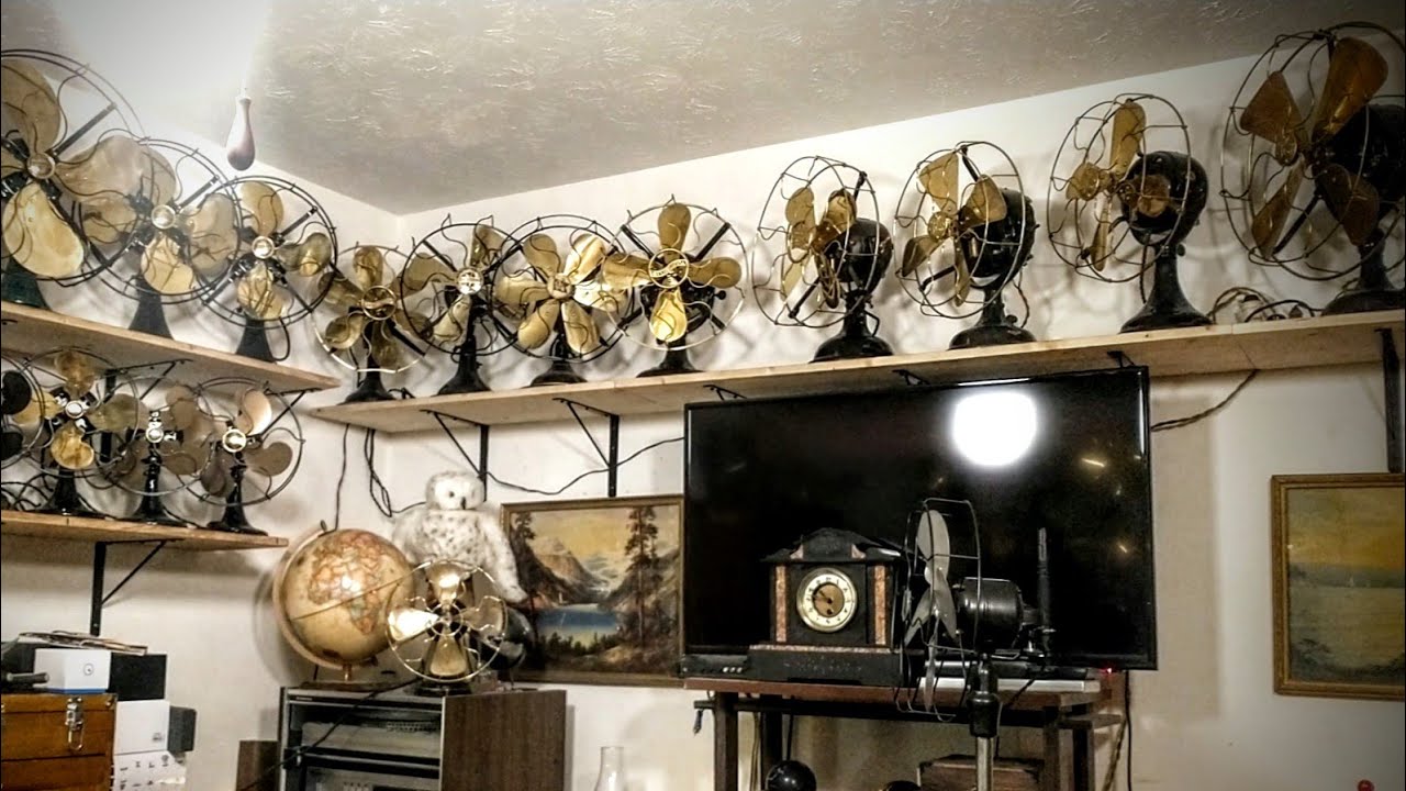 FIFTY -50- Antique Desk Fans Mostly Restored and Some Overhauled Running at the Same Time