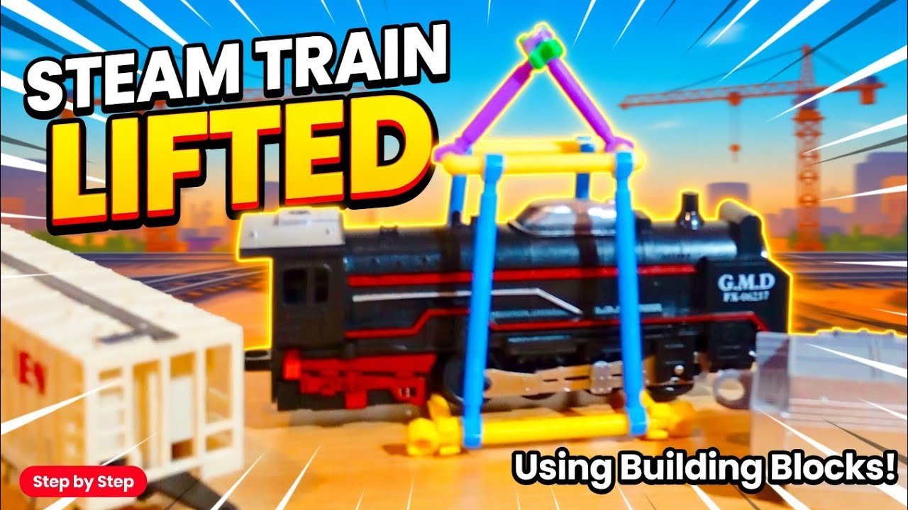 Satisfying Steam Train Lifted by Crane Tower | Building Blocks ASMR