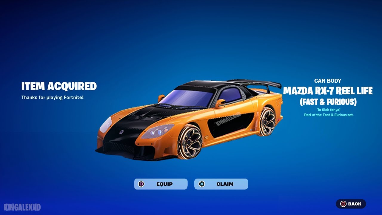 How To Get Fast & Furious Mazda Rx-7 Reel Life Car Body NOW FREE In Fortnite (Rocket League Car)