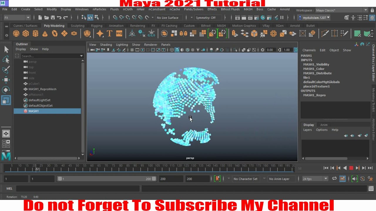 Как Земля постепенно меняет свой рельеф — анимация в Maya 2022. Урок Mash