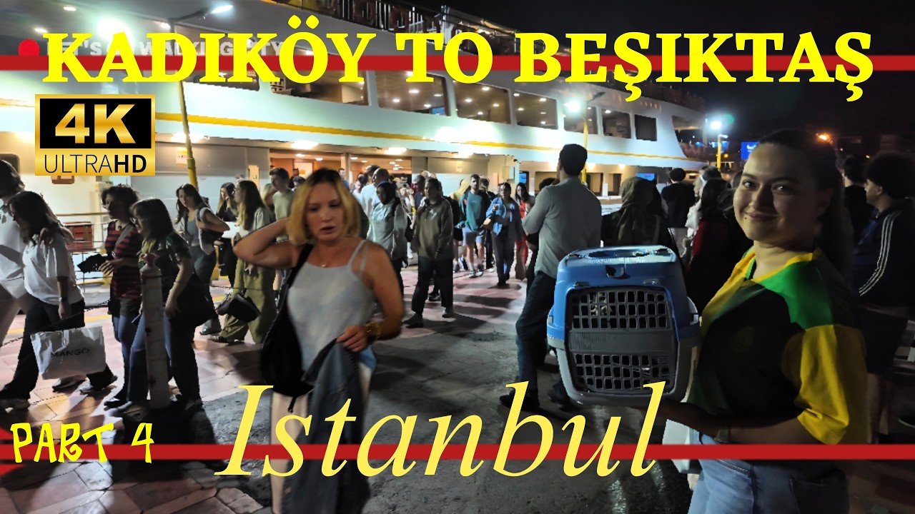 ISTANBUL BY NIGHT 4K : MAGICAL FERRY RIDE FROM KADIKOY TO BESIKTAS #istanbulturkey #4kvideo