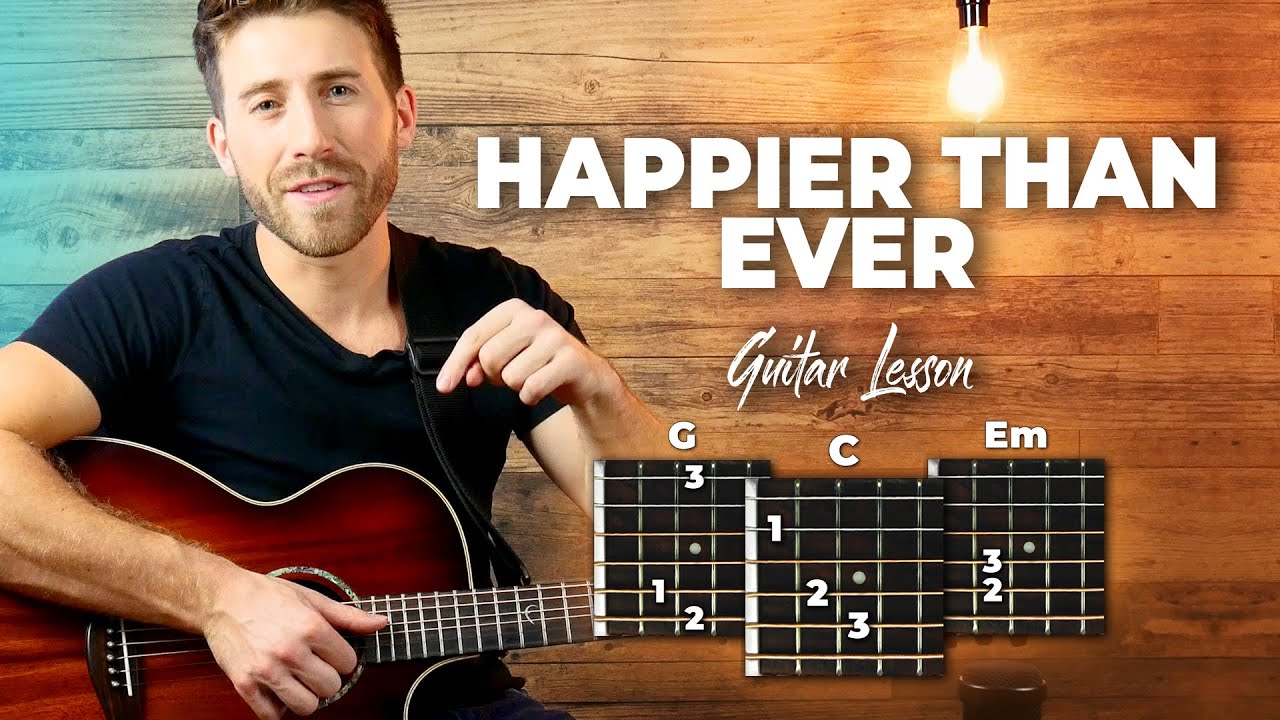 Happier Than Ever Guitar Tutorial - Billie Eilish (Easy Chords Guitar Lesson)