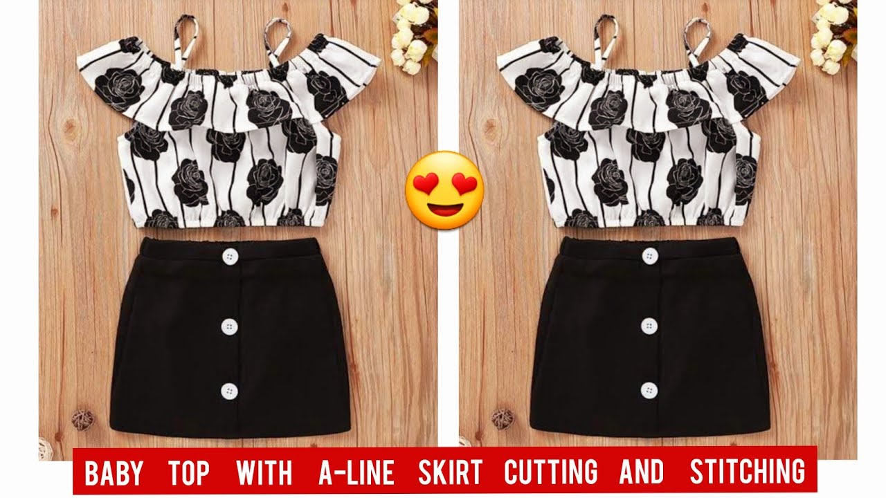 Baby Top With A-Line Skirt Cutting and Stitching/4-5 Year Baby Dress Design | DIY