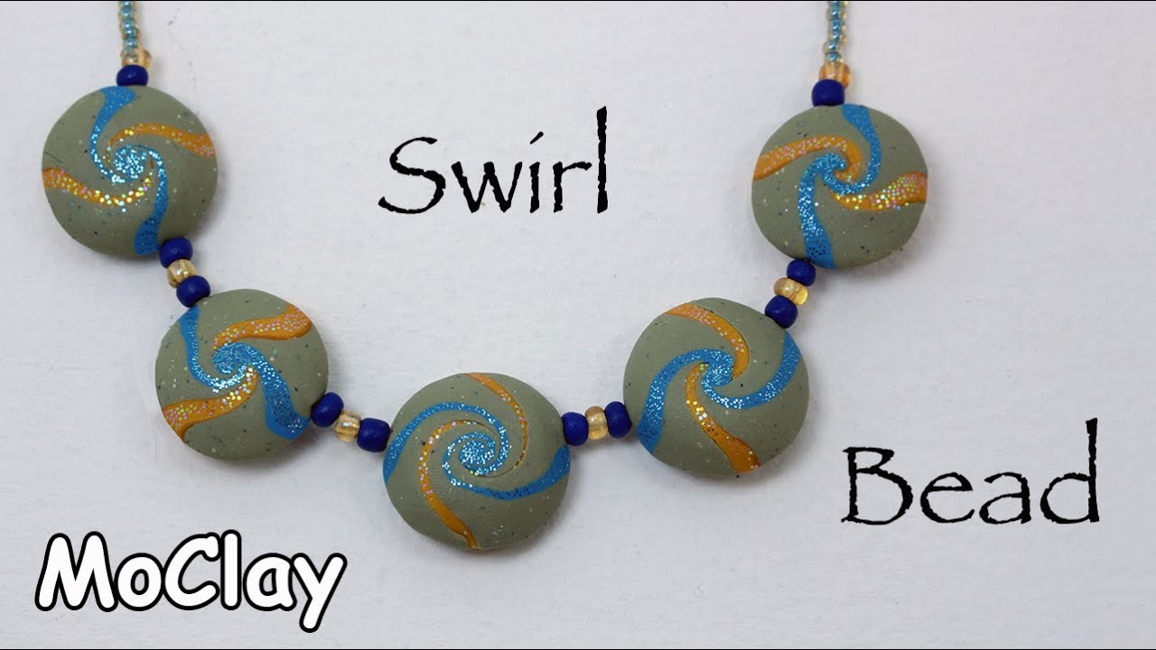 DIY How to make a Swirl bead - Wave necklace - Polymer clay tutorial