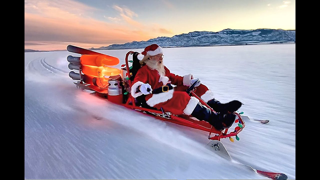 Santa Clause and his rocket sleigh!
