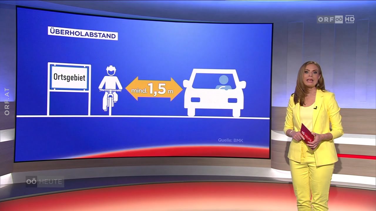 Aktion für Abstand beim Radler-Überholen (ORF Oberösterreich heute)