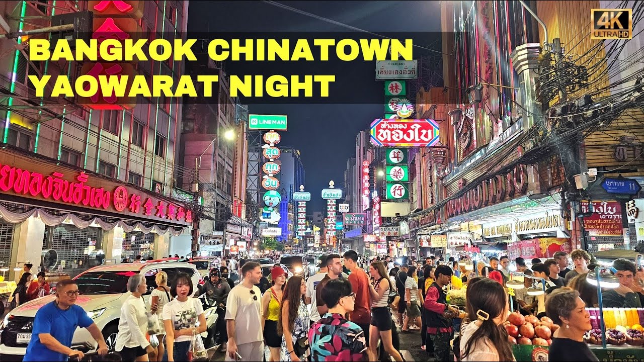 Bangkok Chinatown at Night: Yaowarat Street Food Walking Tour | Thailand | 4K