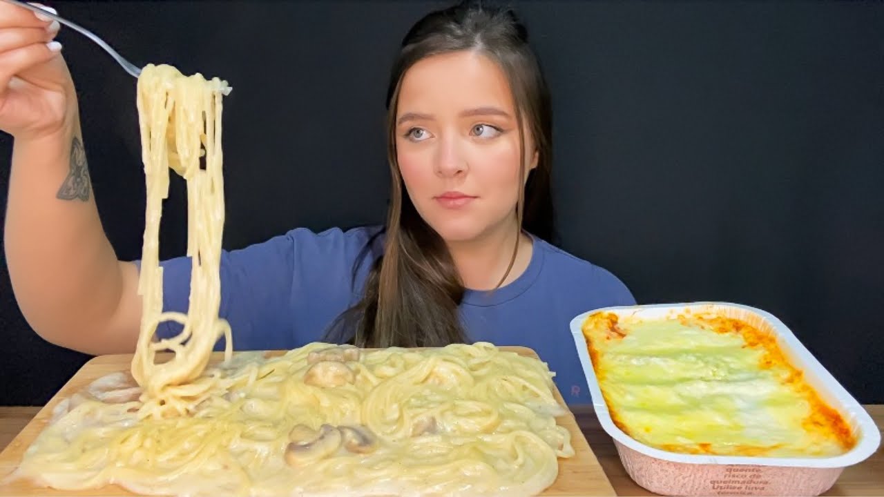 LASANHA À BOLONHESA E MASSA AO MOLHO BRANCO MUKBANG BRASIL | CAMILE ASMR