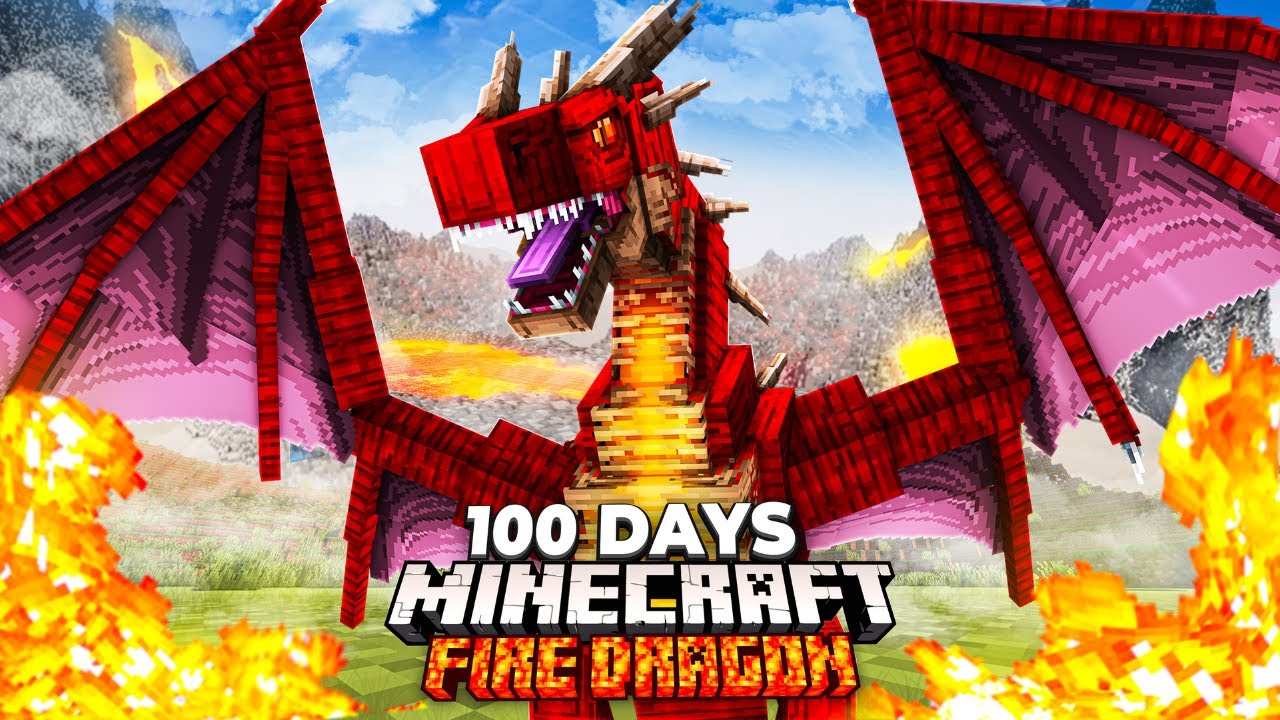I Spent 100 Days as a FIRE DRAGON in a Fantasy Minecraft World!