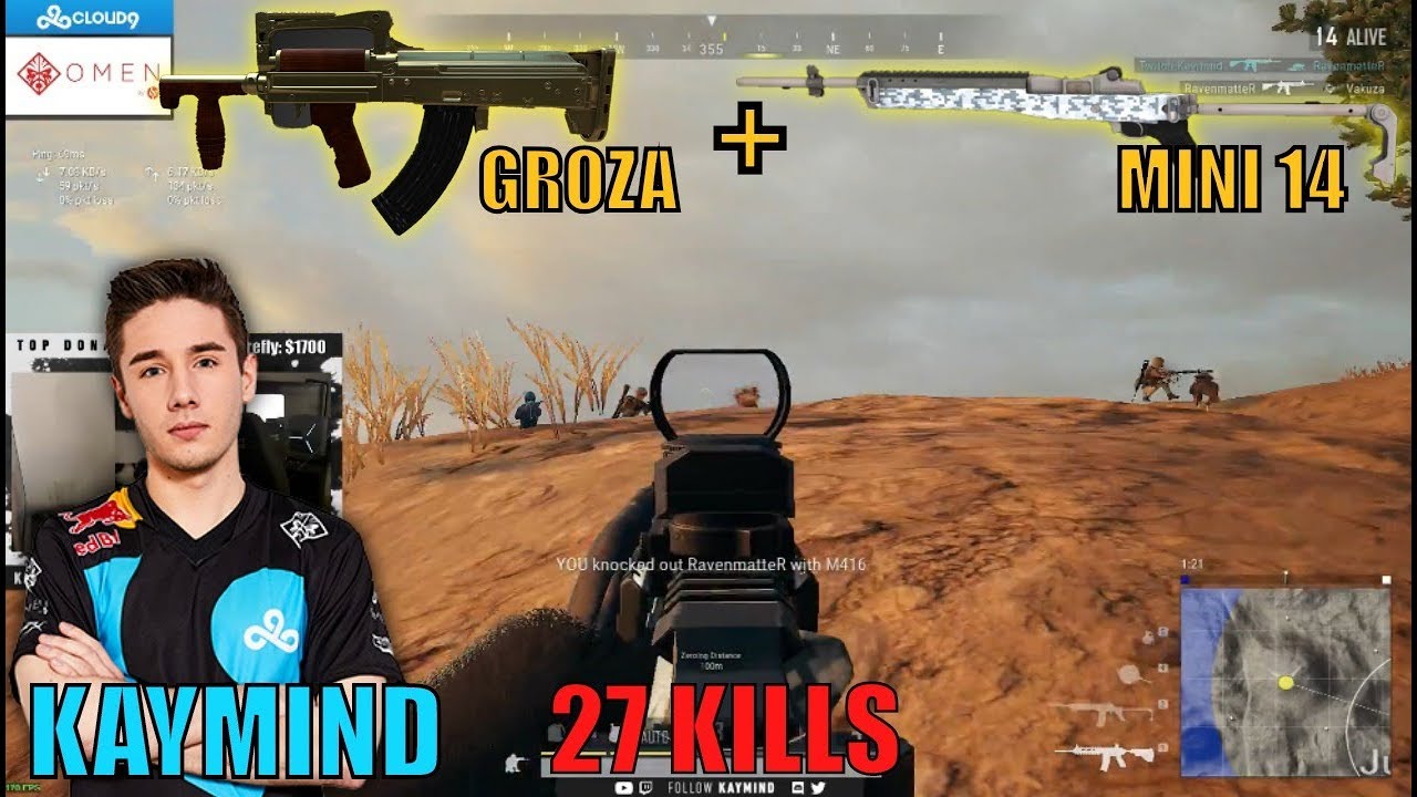 Kaymind - Solo vs Squad - Groza & Mini 14  - 27 Kills - Miramar