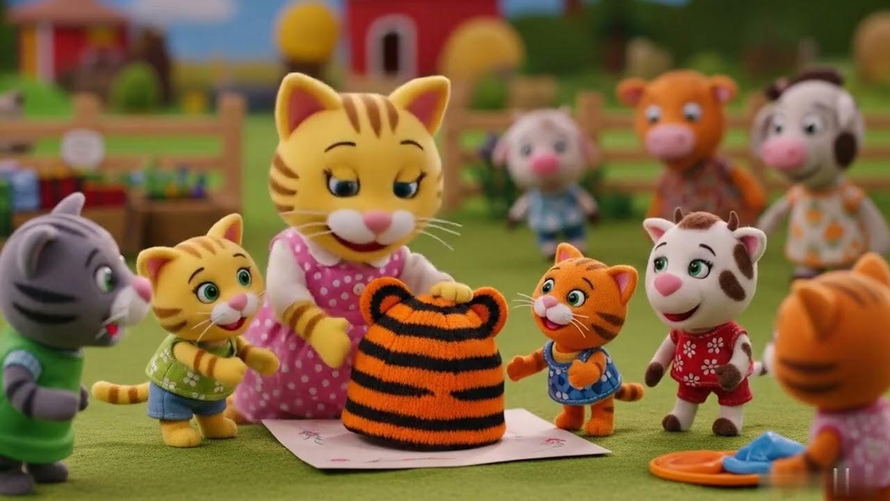Mama Cat Trims Fur on the Farm and Makes Tiger Hat For Kittens At Home🐾🎩🐯#catshorts #cutecat