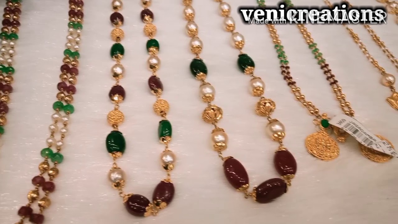 22ct gold  lightweight multicolour beads jewellery collection with weight &adress detsils//pearlsets