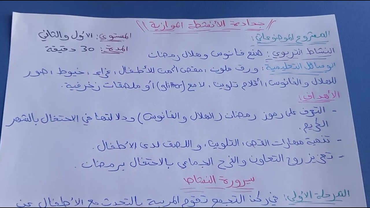 جدادة الأنشطة الموازية لصنع فانوس وهلال رمضان 