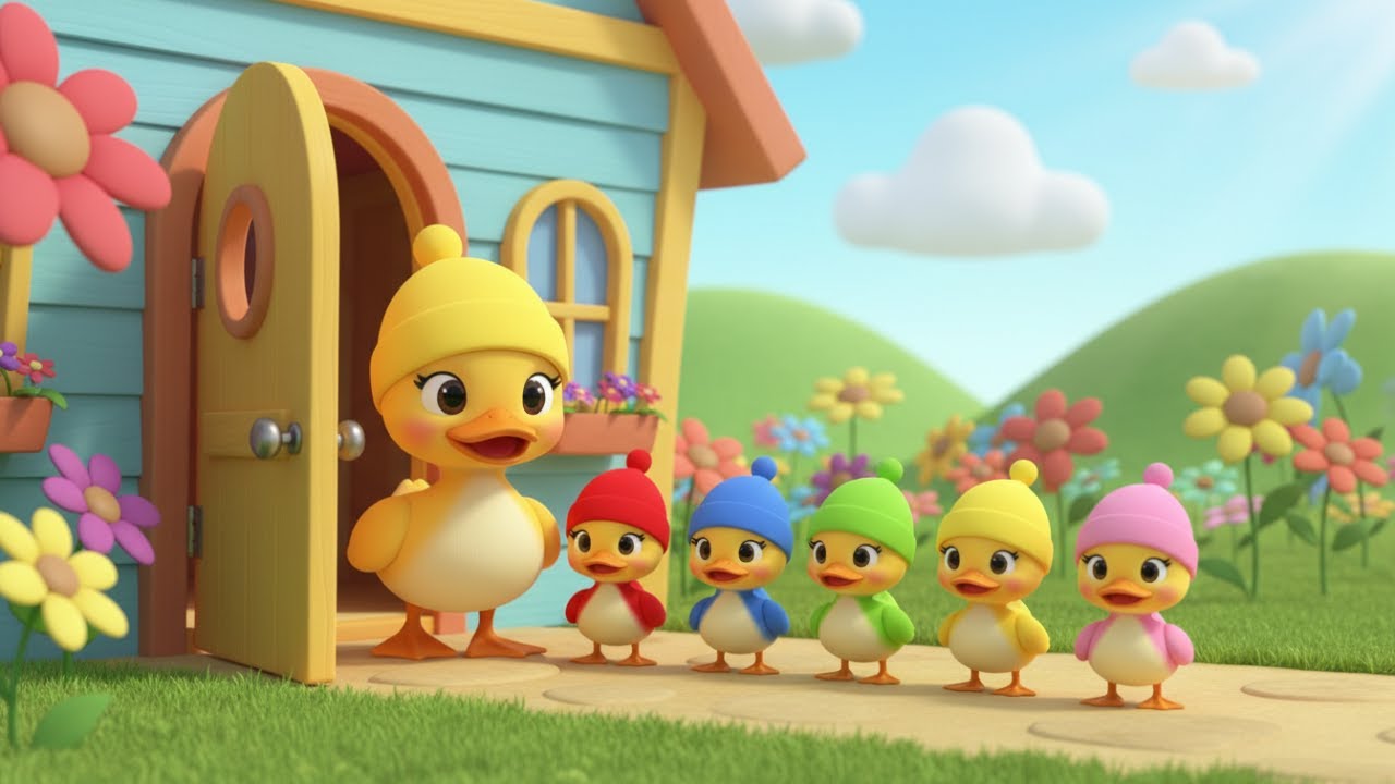 Five Little Ducks 🦆 Learn Colors & Numbers | Nursery Rhymes for Kids | CucuCarrot 