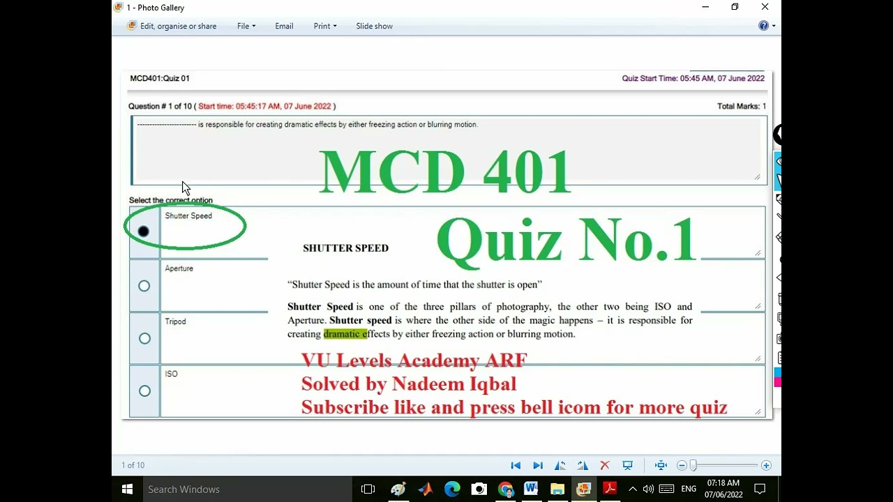 MCD401 quiz No 1 solution spring 2022 (100% correct answer)