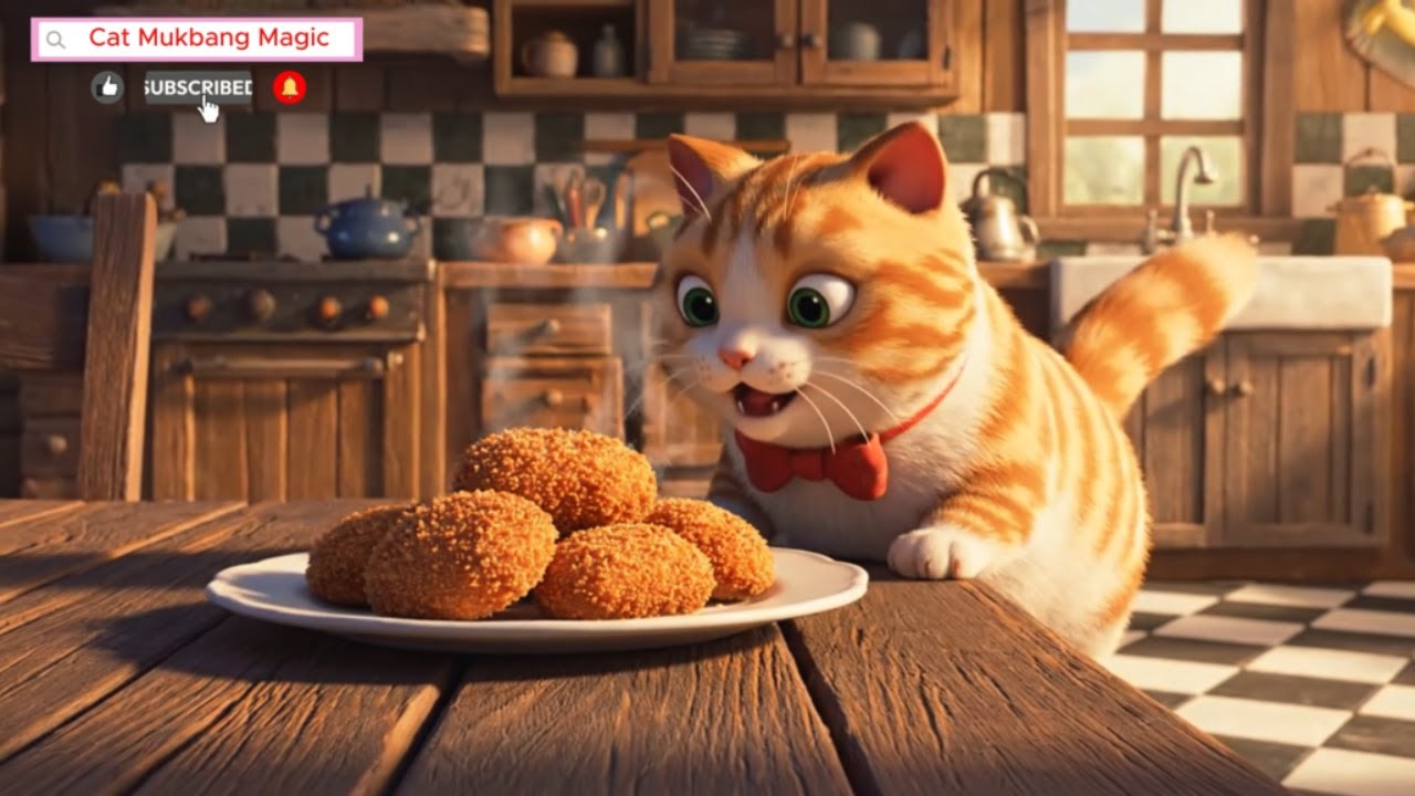 Crispy Fried Food Cat Mukbang ASMR 🍗🐱  Satisfying Crunch Sounds  Cat Mukbang Magic