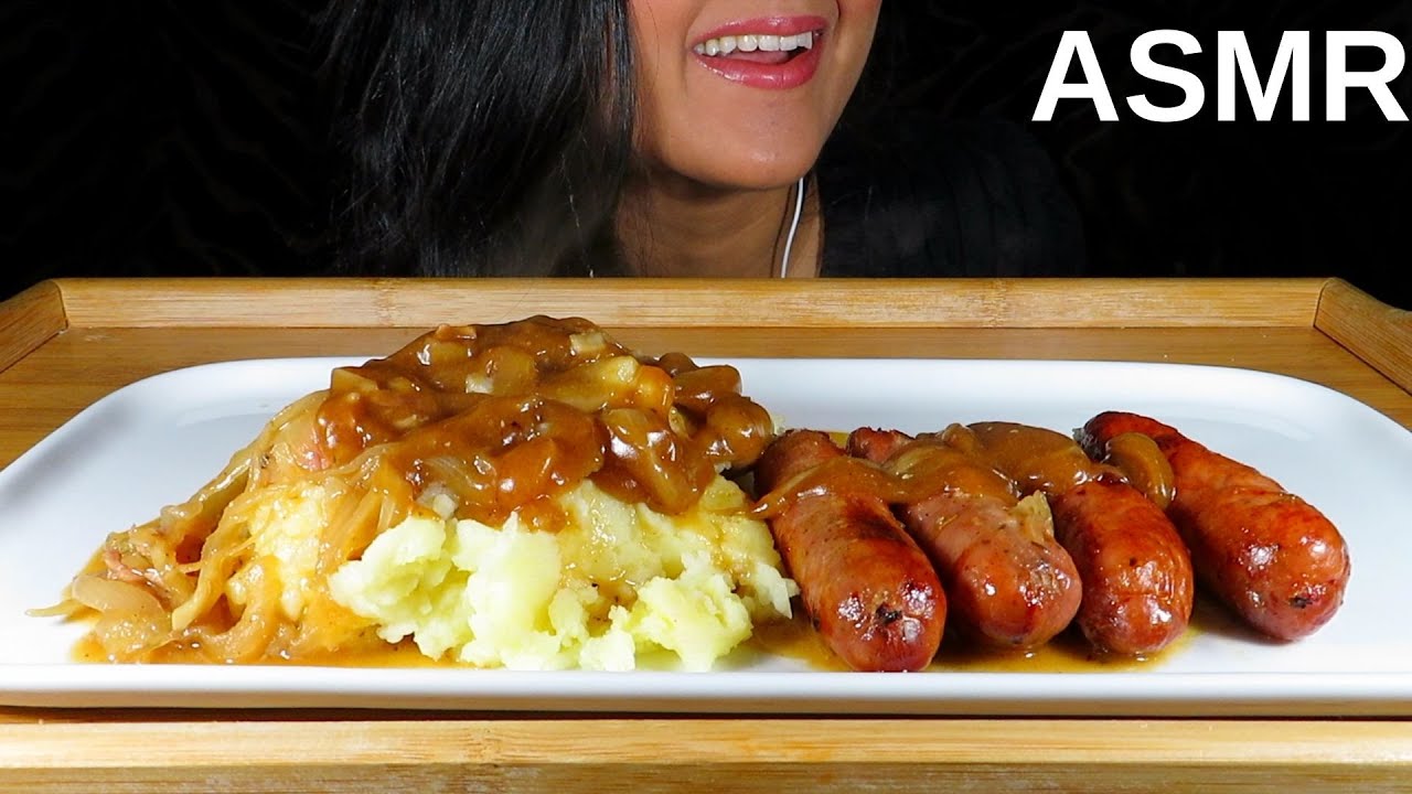 ASMR SAUSAGE & MASH POTATO, BRITISH CLASSIC MUKBANG *NO TALKING* EATING SOUNDS