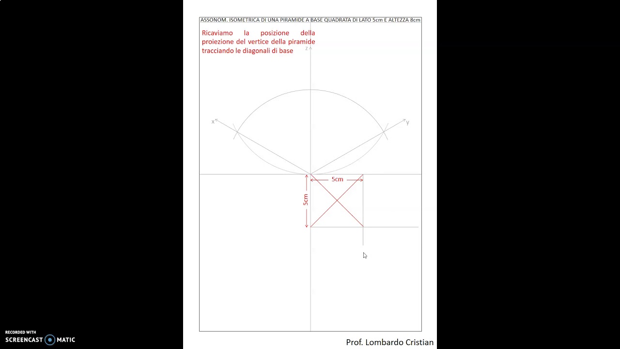 Assonometria Isometrica Piramide a base quadrata - assi ribaltati