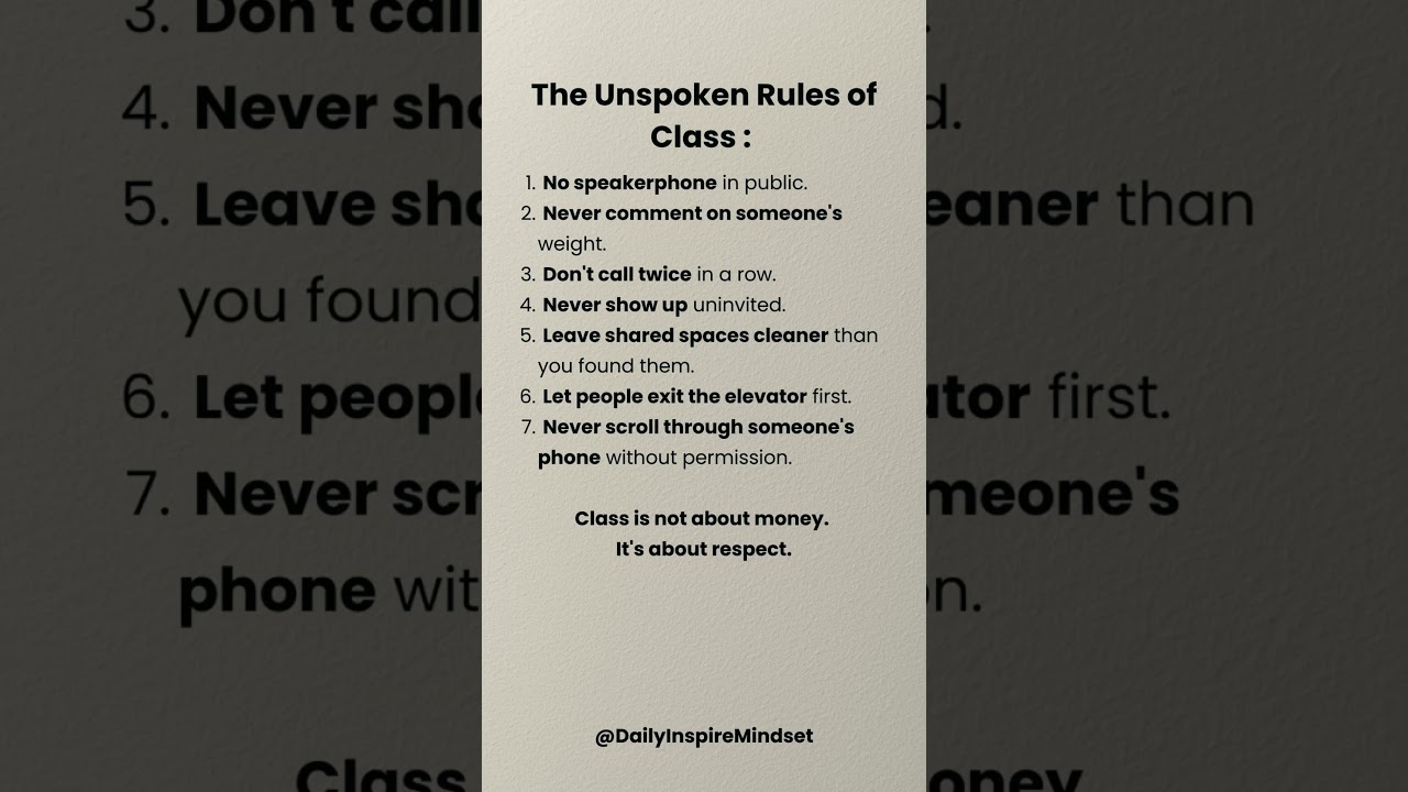 The 8 Unspoken Rules of Real Class 👑