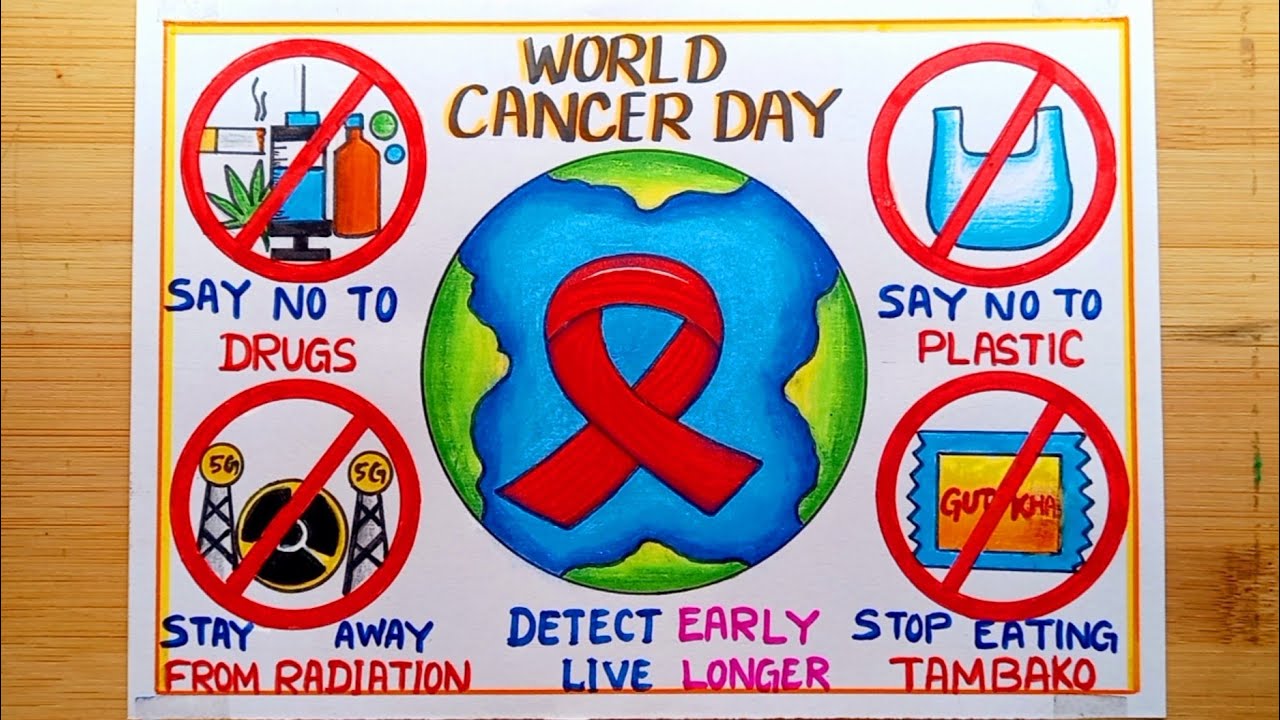 World Cancer Day Drawing/How To Draw Cancer Awareness Drawing/World Cancer Day Poster Drawing Easy