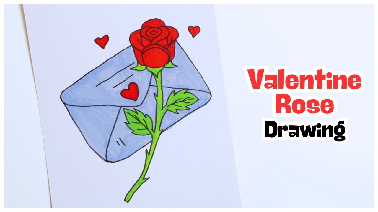 How to Draw a Valentine Rose & Love Letter 🌹 Step-by-Step for Beginners