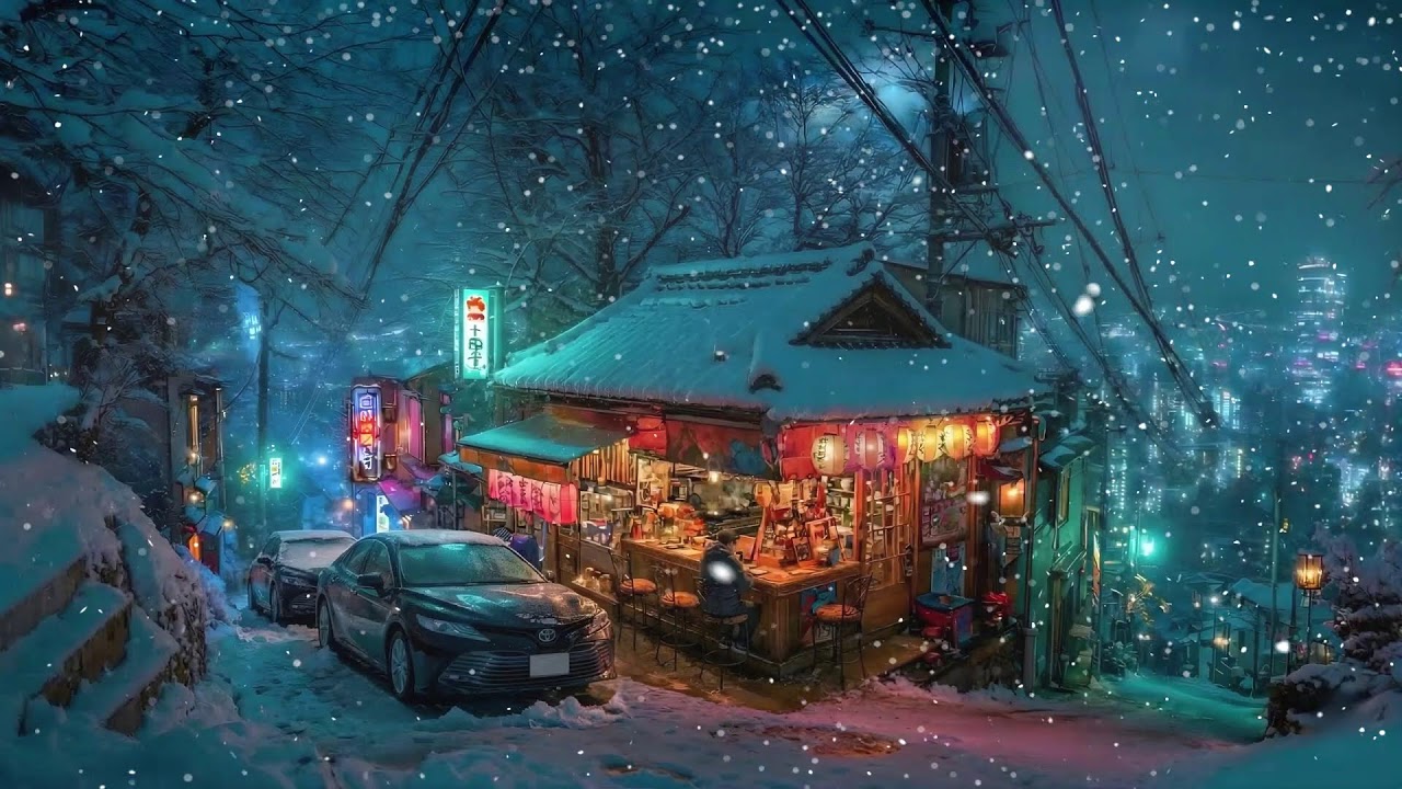 He Comes Here Every Night When It Snows... ❄️🍶 Lofi Tokyo Night ~ Late Night Chill Beats