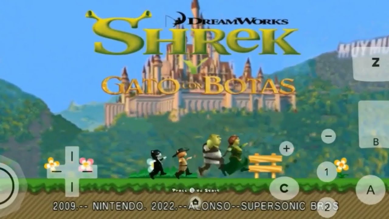 Shrek y gato con botas in new super Mario Bros (completo más download)