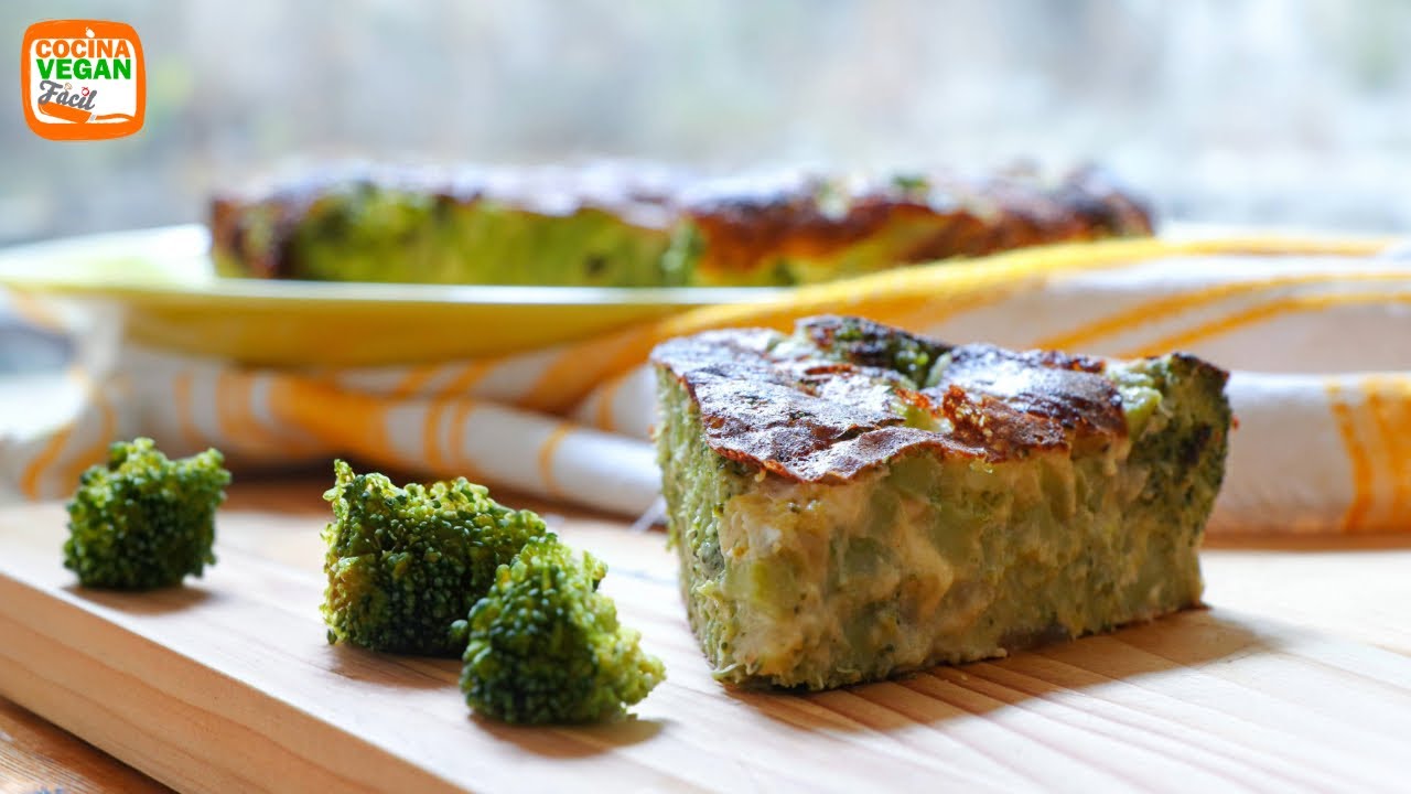 Tortilla de brócoli con queso, sin huevo.