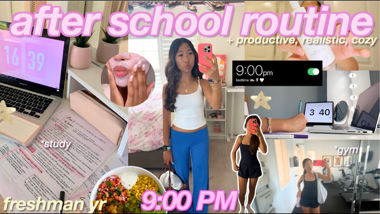 HIGH SCHOOL AFTER SCHOOL NIGHT ROUTINE *9PM* | freshman in high school, realistic, productive! 🌙🌅🫧