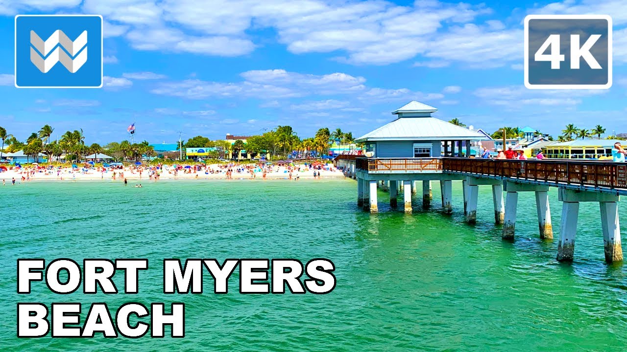 [4K] Fort Myers Beach Florida USA (Before Hurricane Ian) Spring Break Walking Tour & Travel Guide