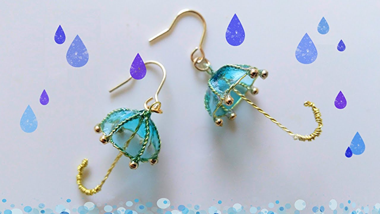 【ディップアート】コロコロかわいい傘のピアス♪How to make umbrella earrings.