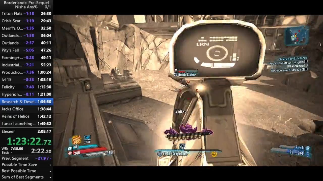 Borderlands TPS Any% Nisha speedrun in 2:00:58