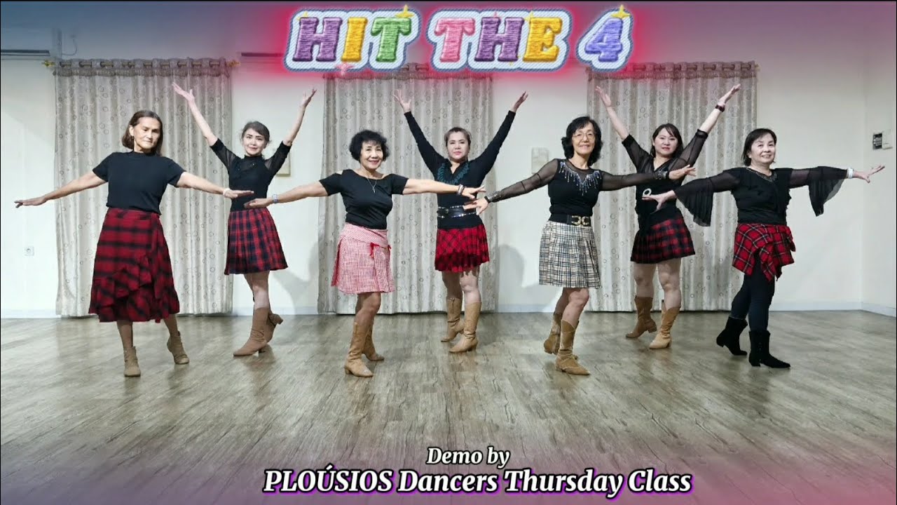 HIT THE 4 - Line Dance  || High Intermediate || Demo by Ploúsios Dancers Thursday Class