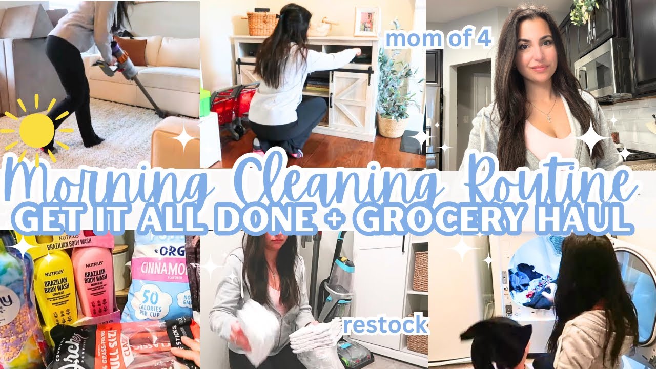 2025 MOM OF 4 WINTER MORNING CLEANING ROUTINE | GROCERY HAUL + GET IT ALL DONE