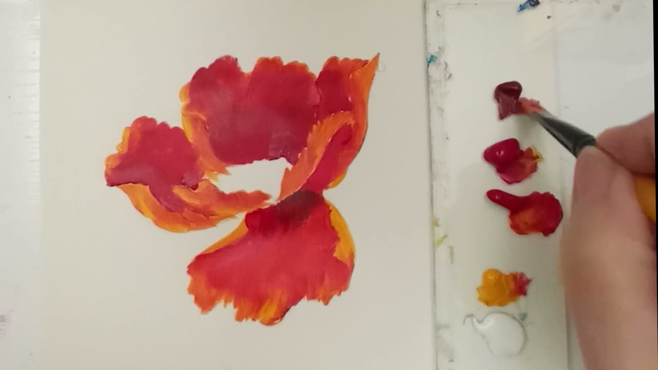 Dipingere papavero rosso con l'acrilico.
