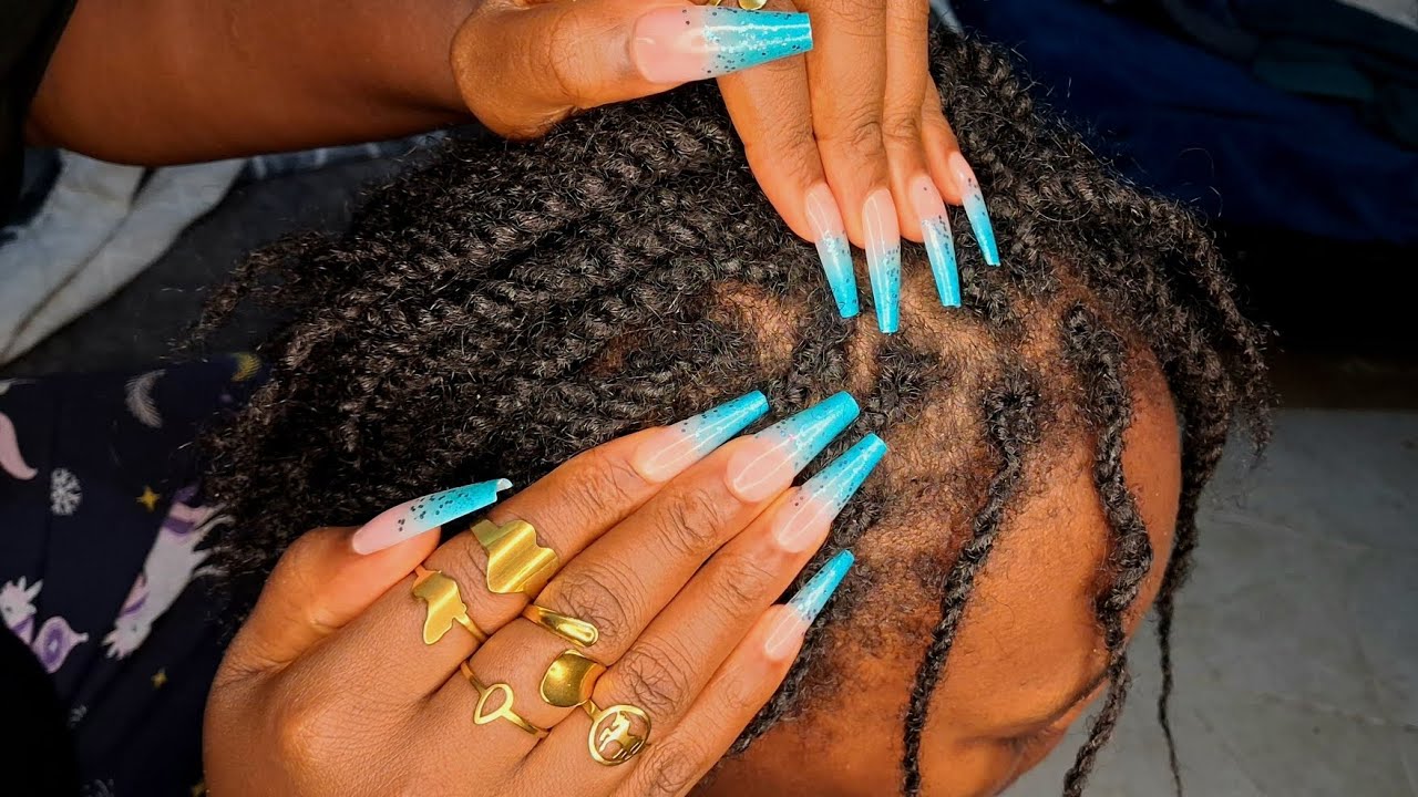 ASMR Slow and Gentle Nitpicking, Dandruff Removal and Brushing on natural Mini twists #relax #hair