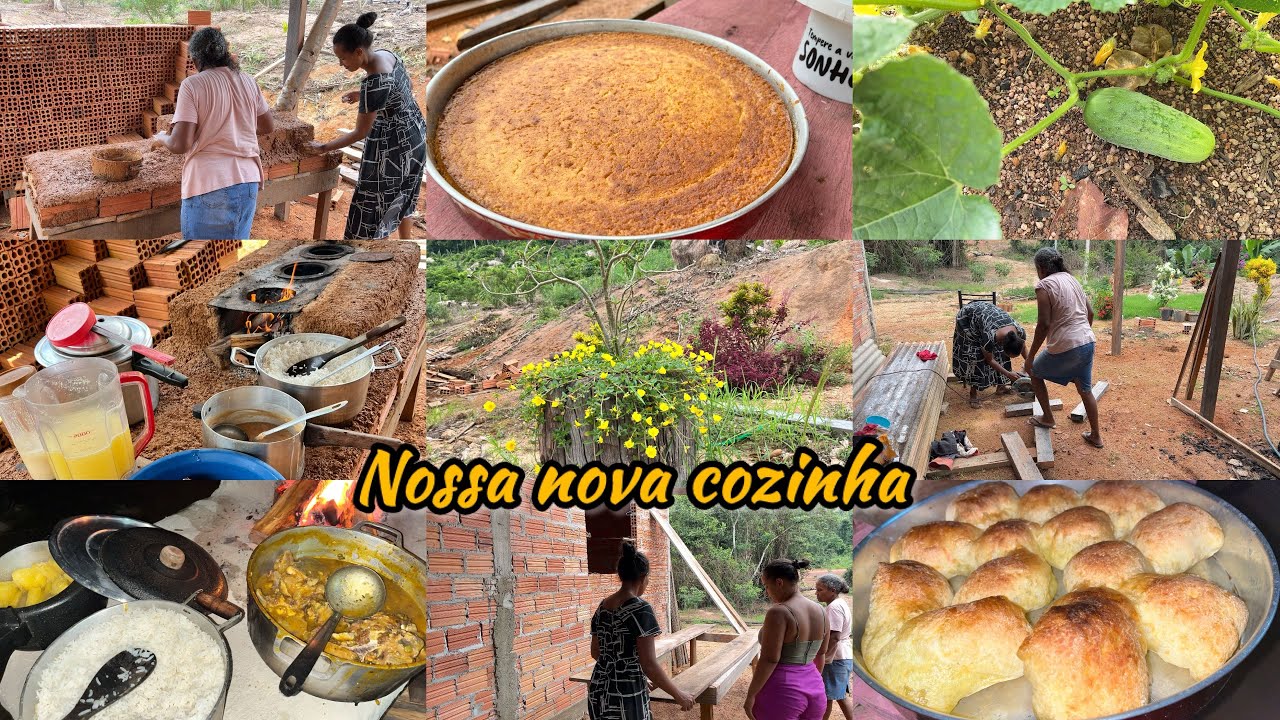 MINHA NOVA COZINHA RÚSTICA DE FOGÃO A LENHA VAI FICAR LINDA/ NOITE NO SÍTIO/ DELÍCIAS NO FOGAO LENHA