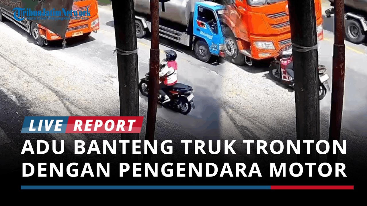 Breaking News - Detik-detik Adu Banteng Truk Tronton dengan Pengendara Sepeda Motor di Ngawi