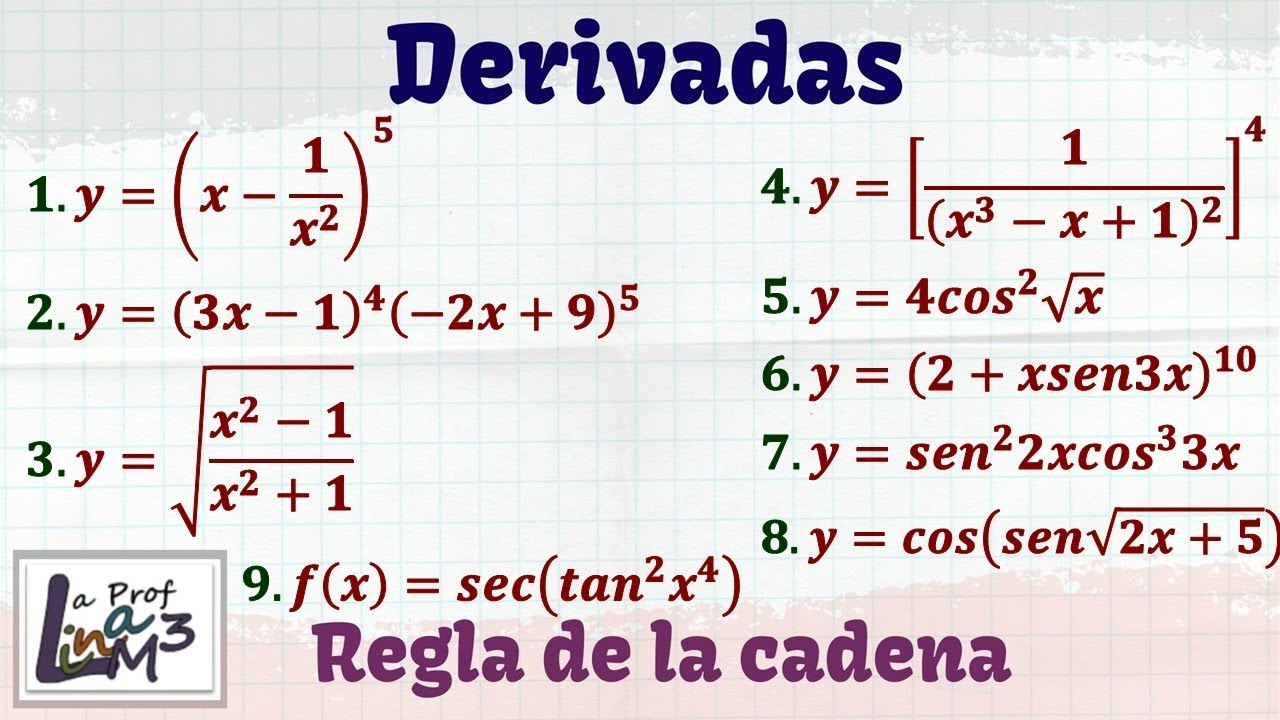 Derivadas | 7 ejercicios explicados paso a paso | La Prof Lina M3