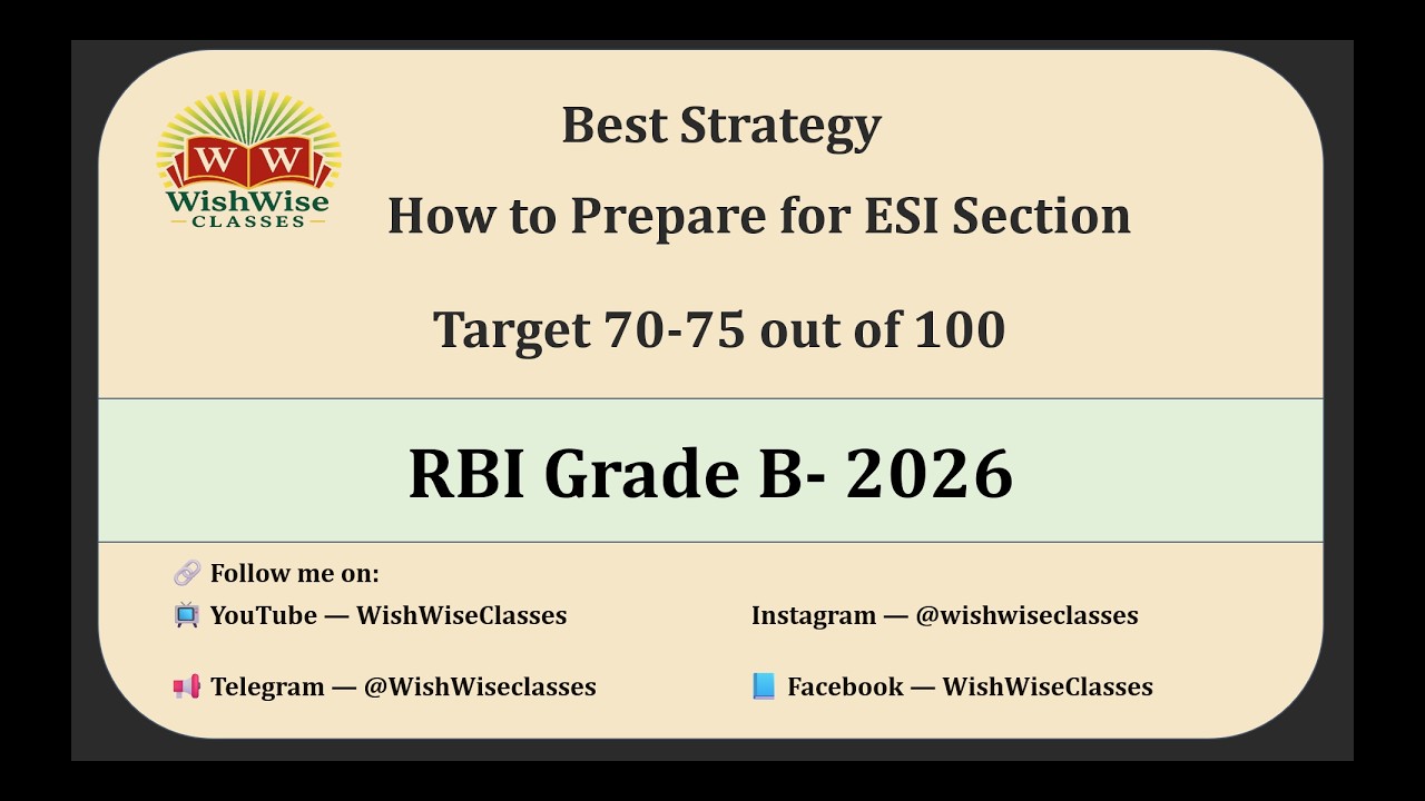 Complete Strategy for ESI | RBI Grade B | What to Study & How | Target 70-75 out of 100