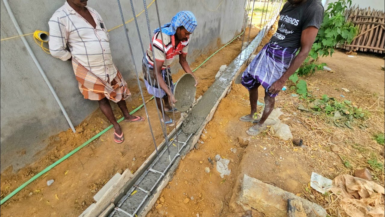 Techniques of CompoundWall Reinforcement Concrete|Compound Wall Belt Concrete_with Cement
