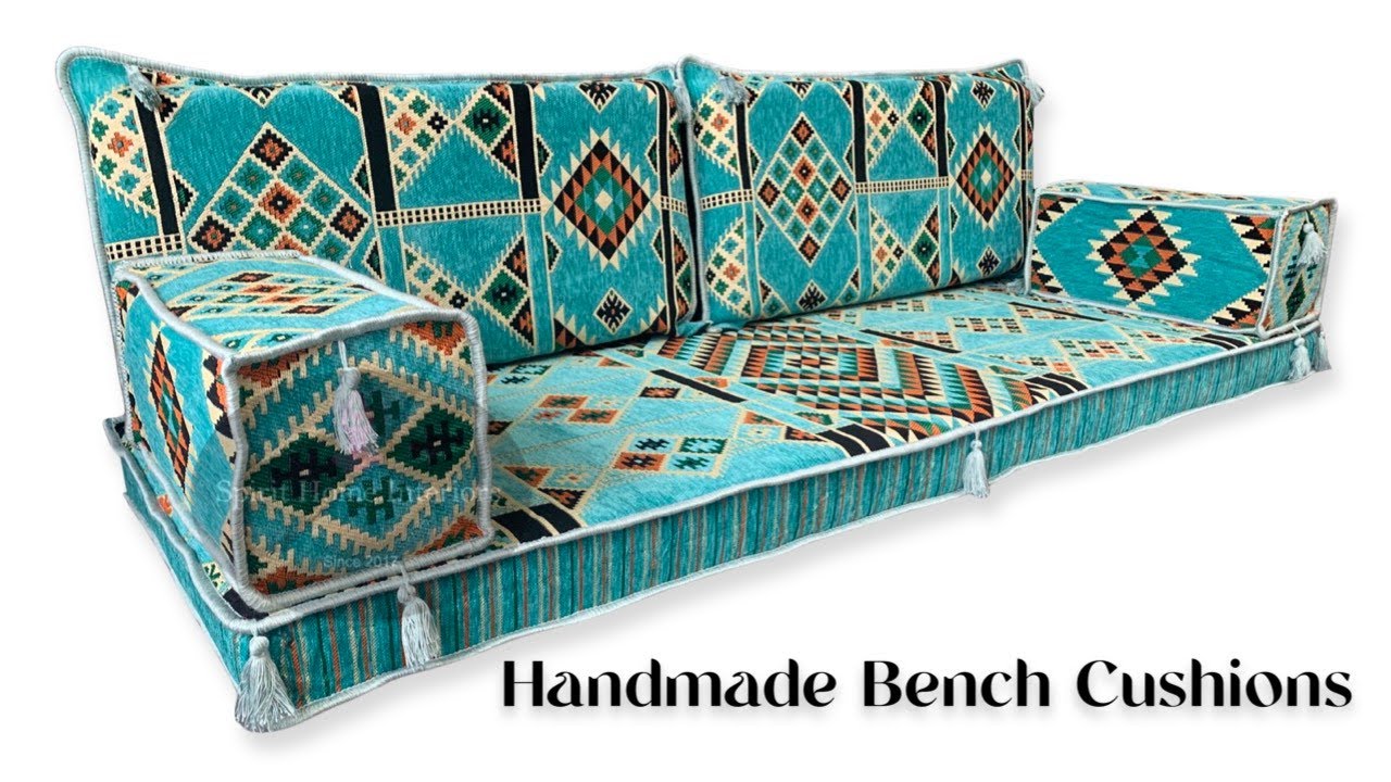 Arabic MAJLIS Seating | Three Seater FLOOR Sofa | Handmade Bench Cushions | Sofa