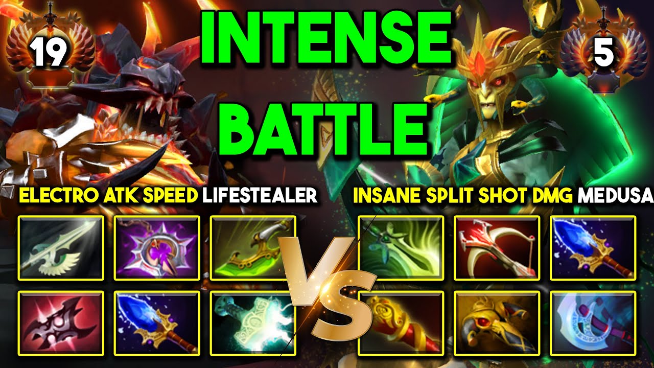 INTENSE CARRY BATTLE | ELECTRO GHOUL FRENZY ATK LIFESTEALER VS. INSANE SPLIT SHOT DMG MEDUSA DOTA 2