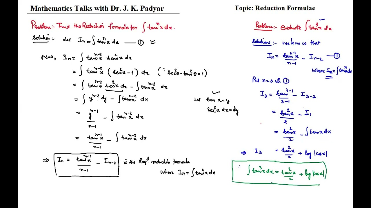 Reduction Formula for  Tan x