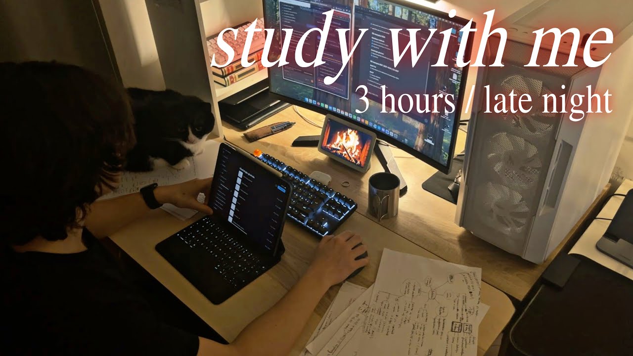 3-HOUR STUDY WITH ME | Late night Realistic Deep Work (no break)