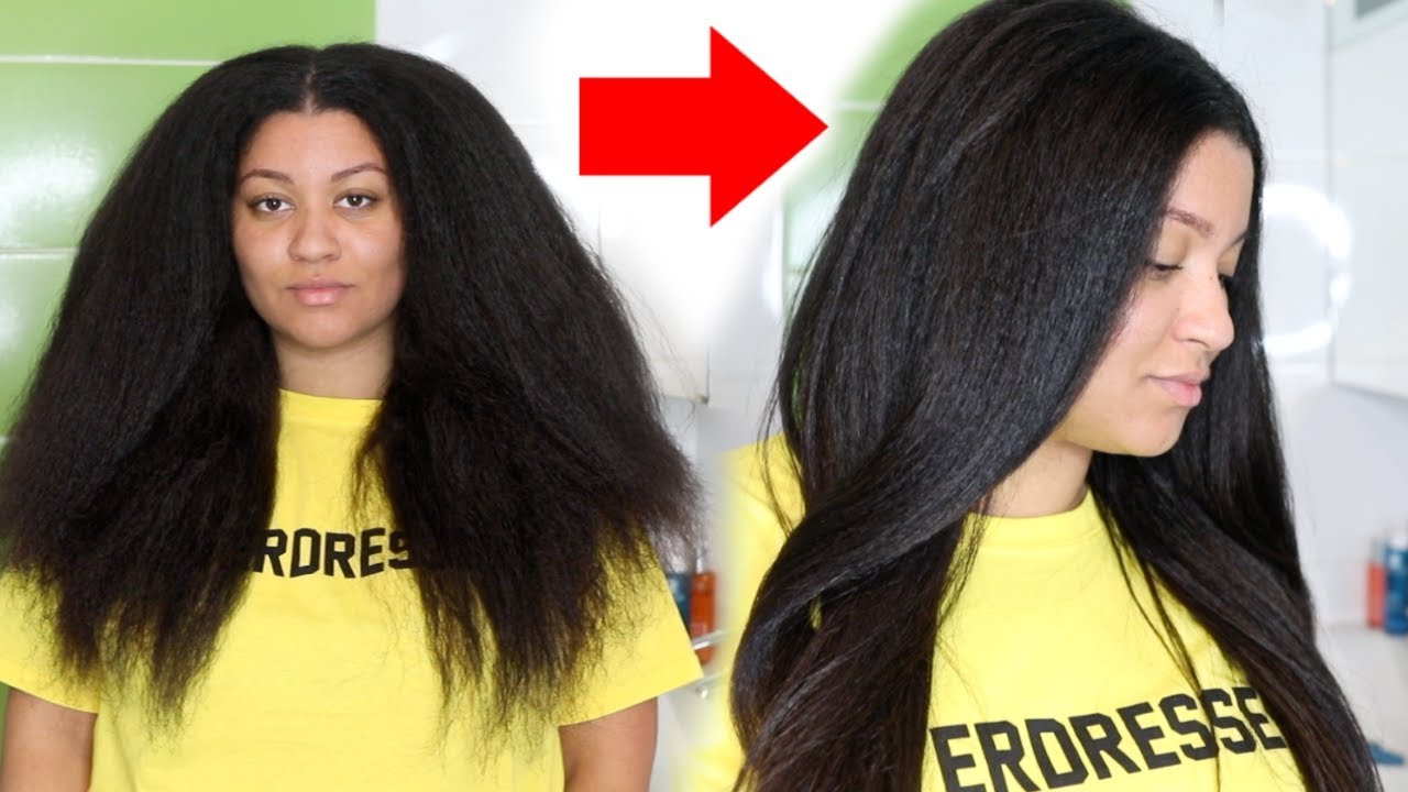 Blowdry, Flat Iron & Trim THICK Natural Hair BONE STRAIGHT!