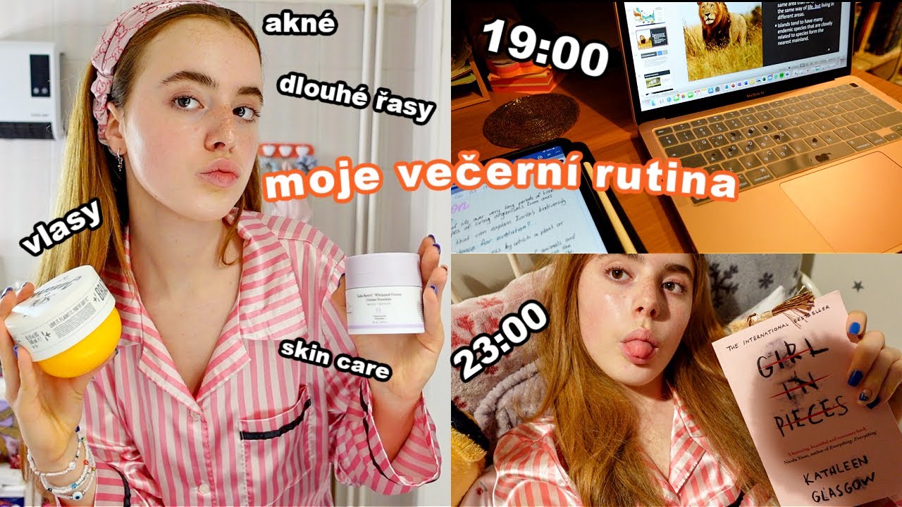 MOJE VEČERNÍ RUTINA, co používám na vlasy, na akné a pro dlouhé řasy