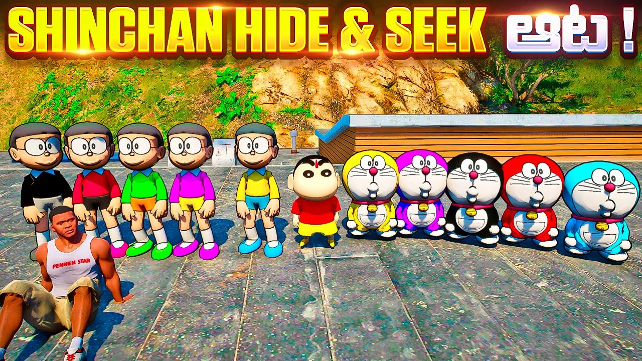 Shinchan Playing Hide And Seek With Doraemon Family & Nobta Family😱 Full Fun🤣